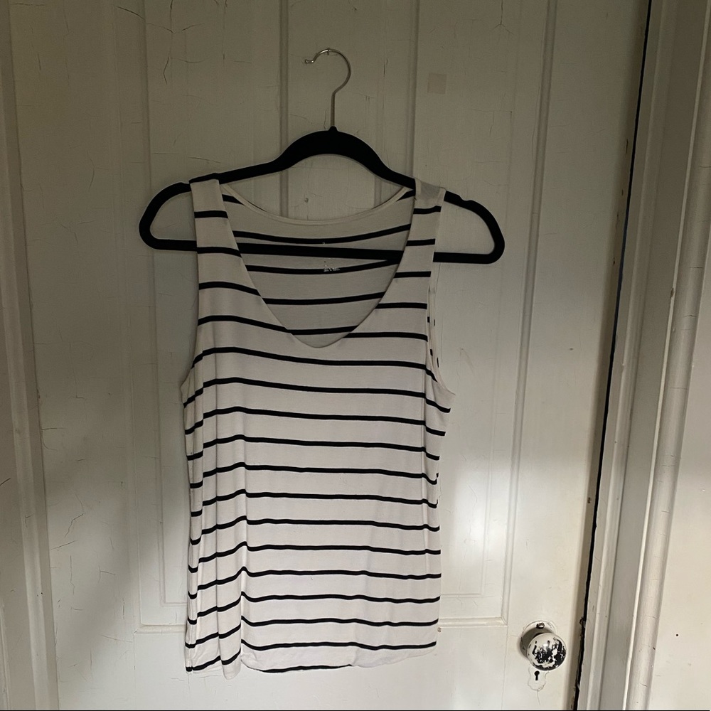 White and Black Striped Tank